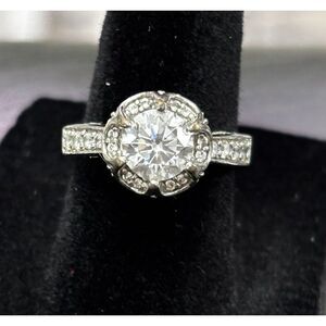 Vintage Verragio 925 Sterling Silver 2-Tone Cubic Zirconia Engagement Ring Sz 6